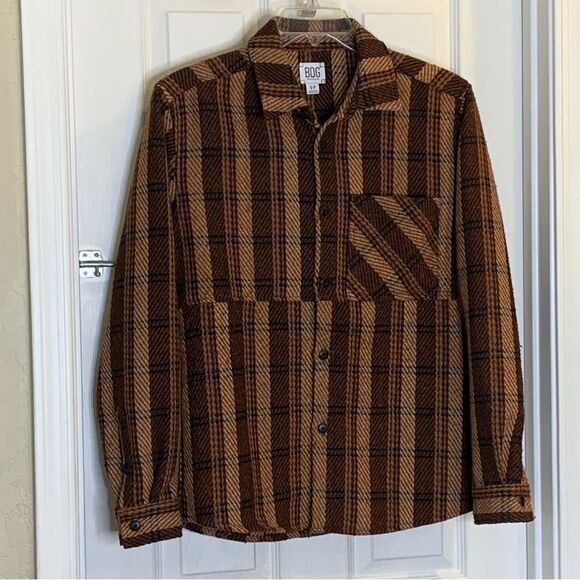 Urban Outfitters BDG Brown Plaid Shirr Jacket Size Small - Picture 3 of 9